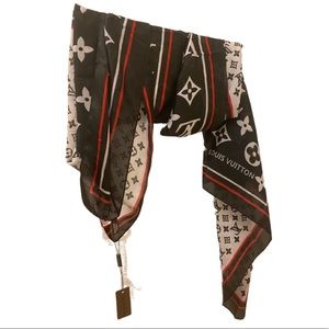 RED/BLACK LOUIS VUITTON SILK SCARF